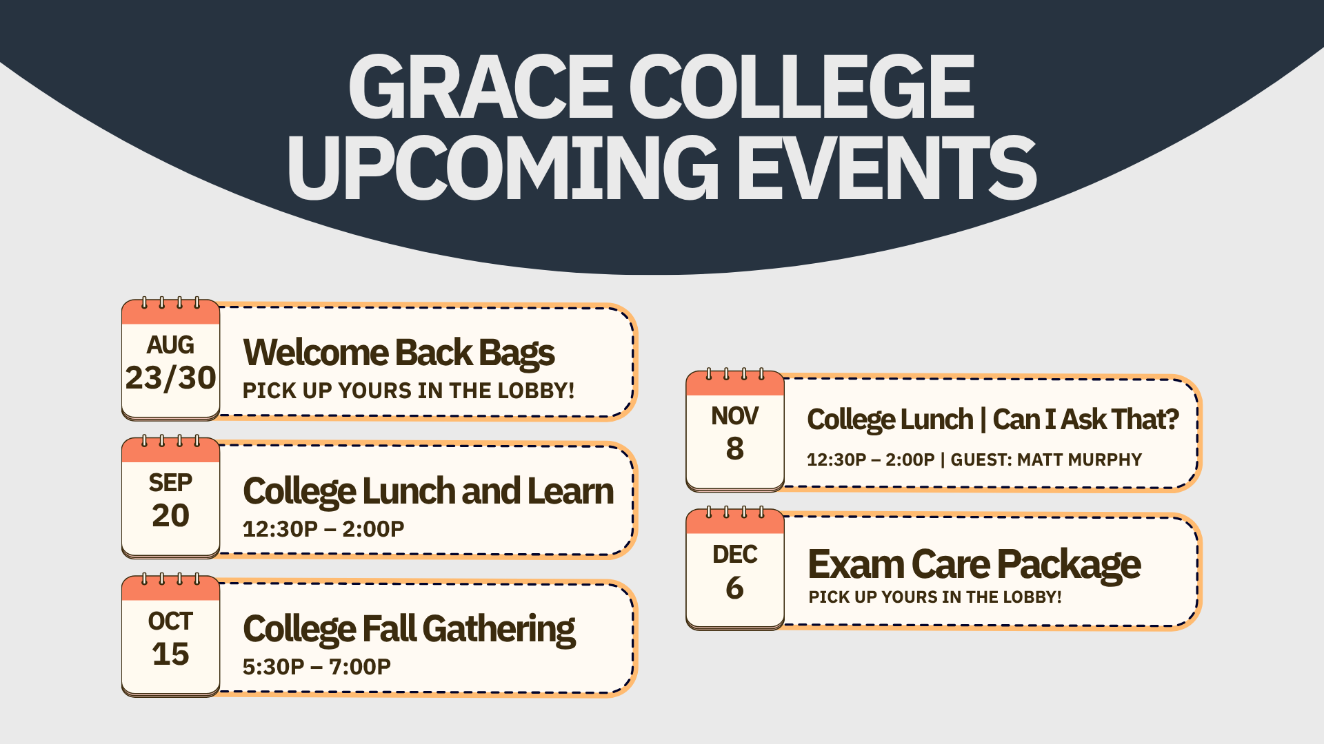 Grace College Calendar (Coaster (USCA))